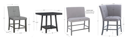 Ensemble de comptoir Seneca Gray, banc Nook 6 pièces