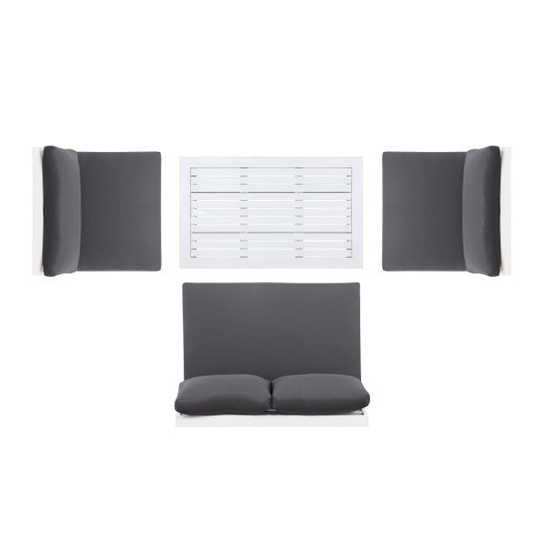 Ensemble d'extérieur Bluffton noir, blanc ou gris, 4 pièces