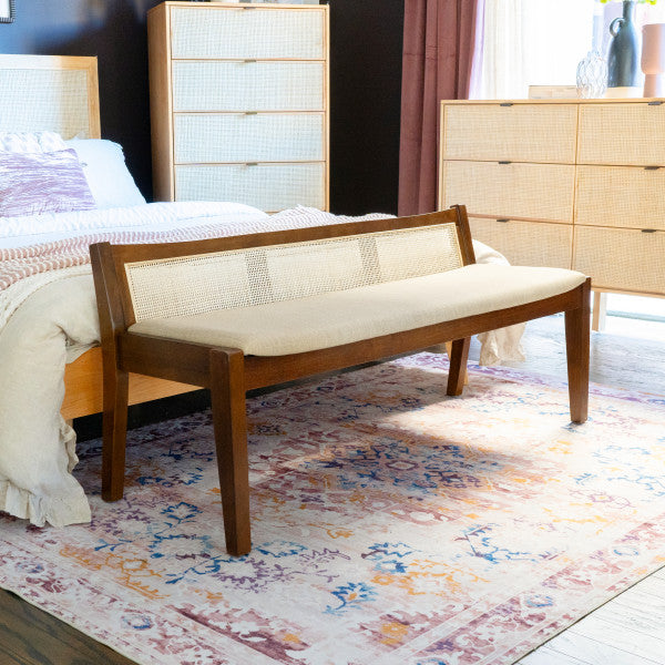 Banc à dossier en rotin Beaux