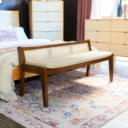 Banc à dossier en rotin Beaux