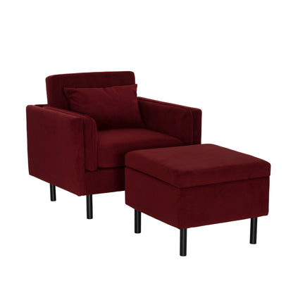 Ensemble fauteuil et repose-pieds en velours Welby Berry