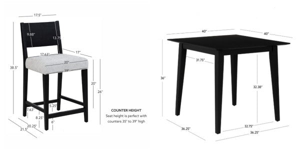 Ensemble de comptoir 5 pièces rembourré noir Cosgrove