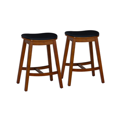 Tabourets de bar Cappy sans dossier avec coussin en similicuir (lot de 2)