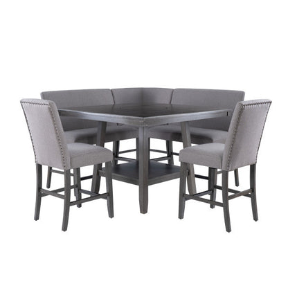 Ensemble de comptoir Seneca Gray, banc Nook 6 pièces