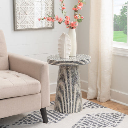 Table d'appoint noire en nacre de Capiz