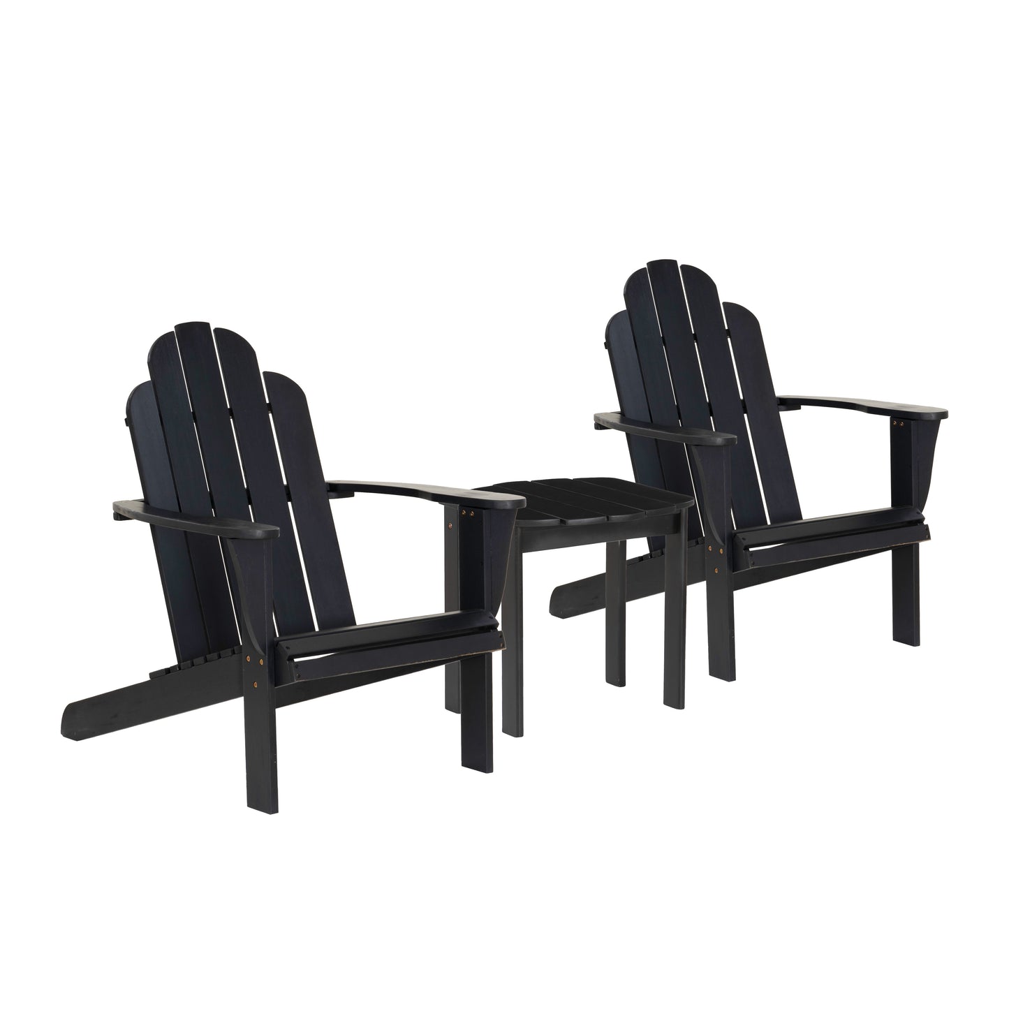 Ensemble de 2 chaises et 1 table Adirondack noires