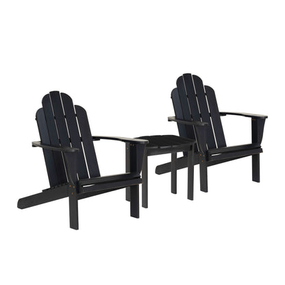 Ensemble de 2 chaises et 1 table Adirondack noires