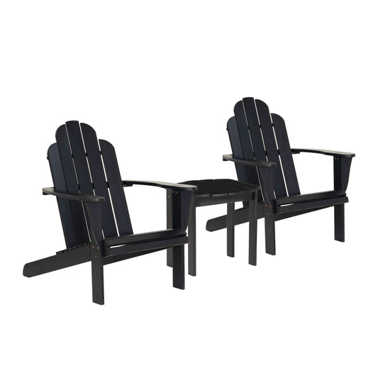 Ensemble de 2 chaises et 1 table Adirondack noires